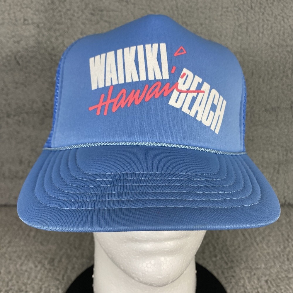Vintage‎ Hawaii Waikiki Beach Hat Dad Cap Snapback Trucker Mesh Foam Rope 90s